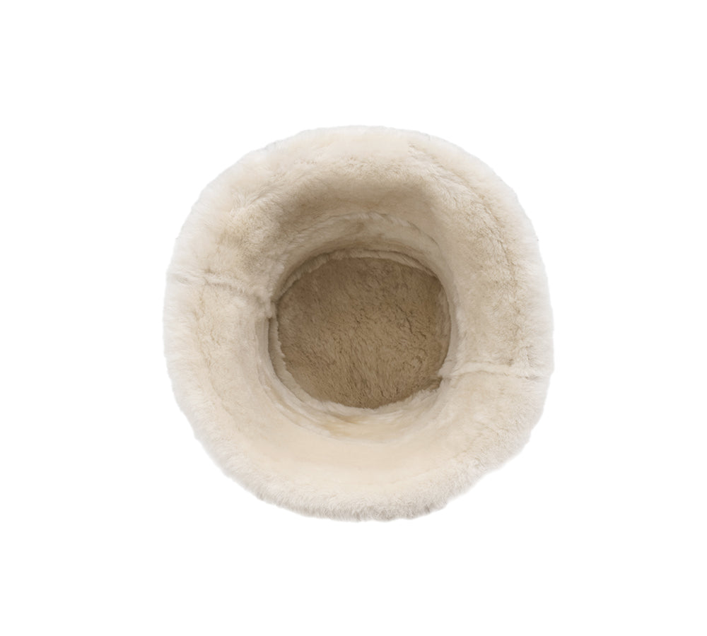 Fluffy Sheepskin Wool Bucket Stacea Hat
