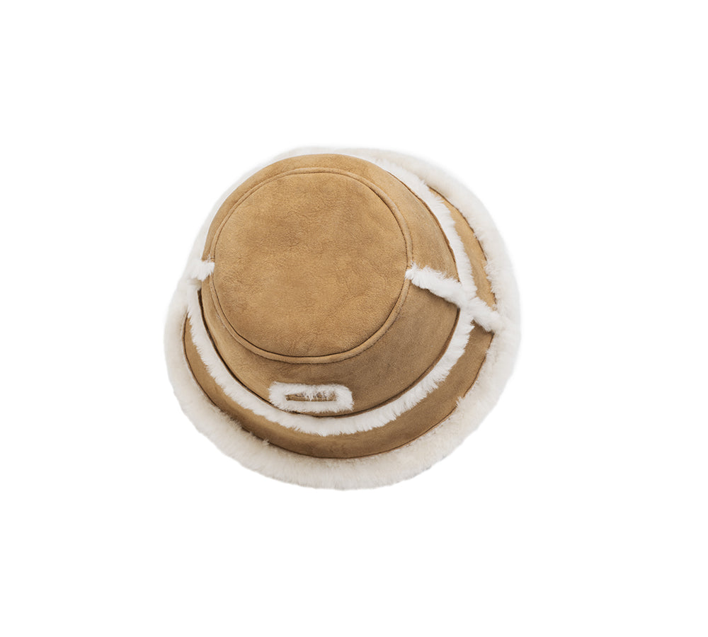 Fluffy Sheepskin Wool Bucket Stacea Hat