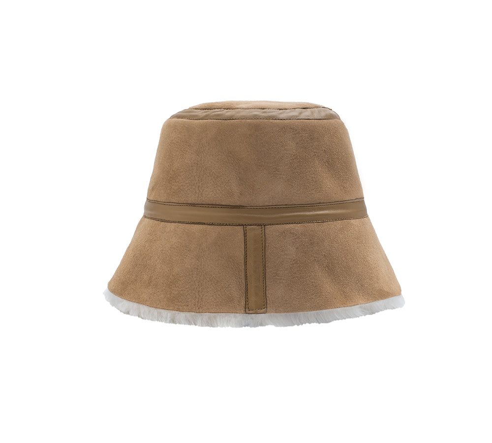 Fluffy Sheepskin Wool Bucket Patchwork Hat