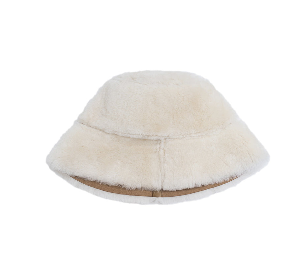 Fluffy Sheepskin Wool Bucket Patchwork Hat