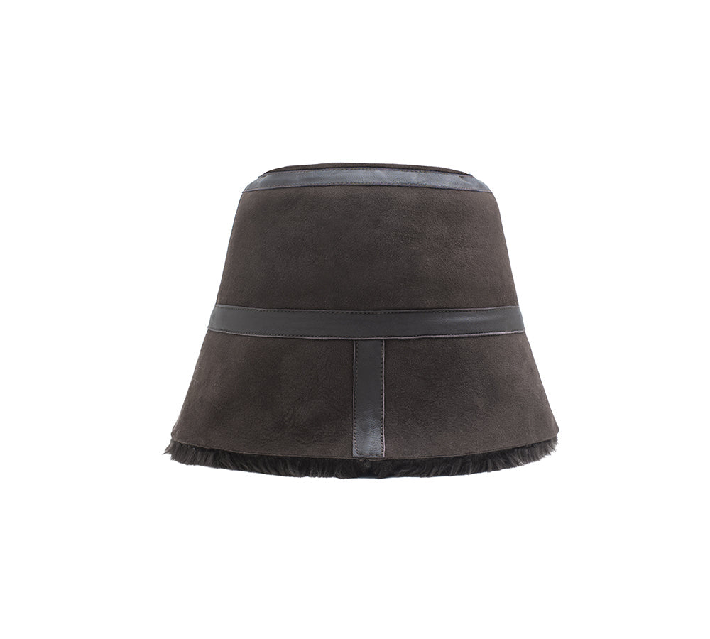 Fluffy Sheepskin Wool Bucket Patchwork Hat