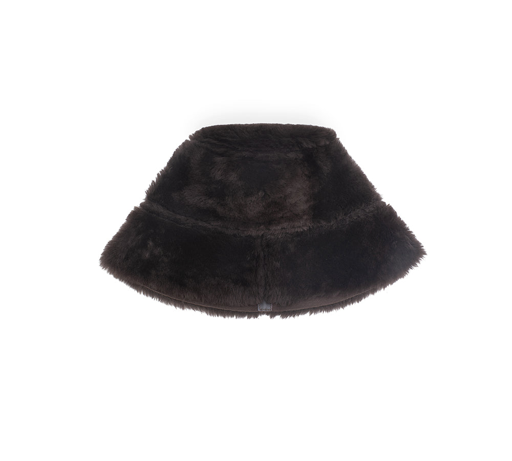 Fluffy Sheepskin Wool Bucket Patchwork Hat
