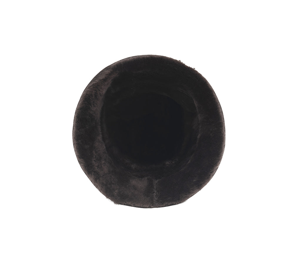 Fluffy Sheepskin Wool Bucket Patchwork Hat