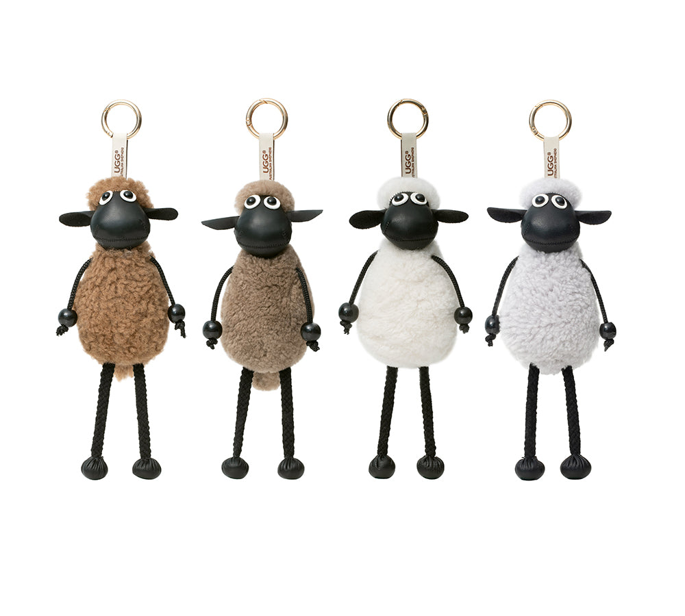 Fluffy Sheepskin Wool Sheep Keyrings
