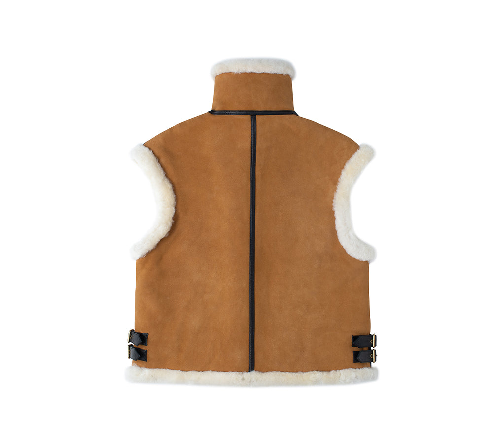 Fluffy Sheepskin Wool Zip Sleeveless Vest Dale