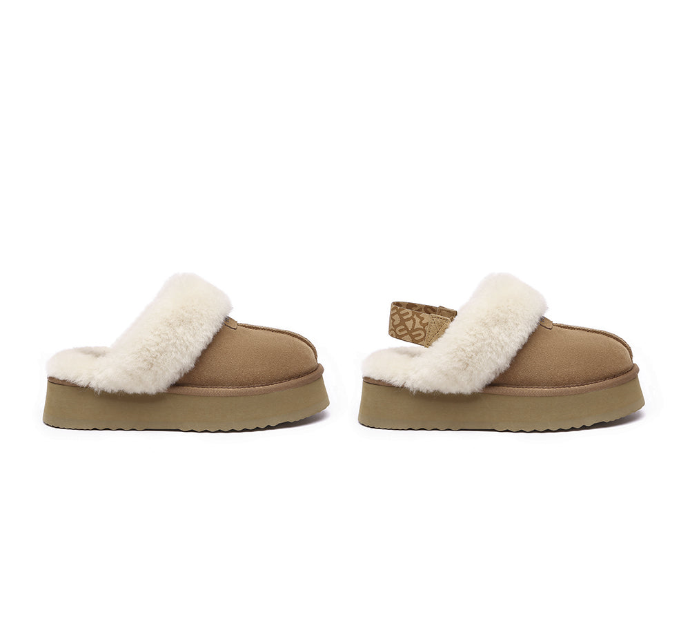 EVERAU® 2-Way Style UGG Women Removable Strap Slingback Platform Slippers Forever EVERAU