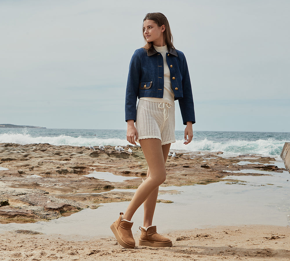 UGG Boots Sheepskin Wool Ankle Platform Vesper