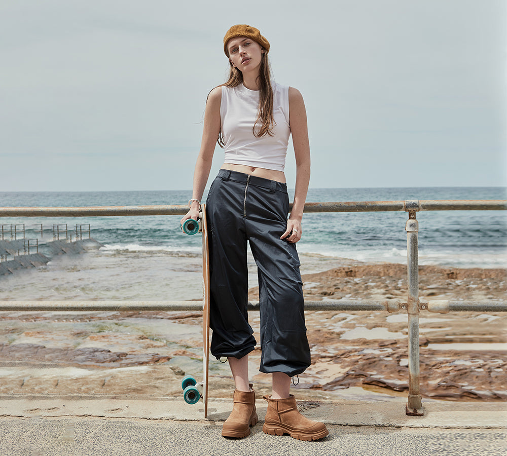 UGG Boots Sheepskin Wool Ankle Chunky Platform Mouni