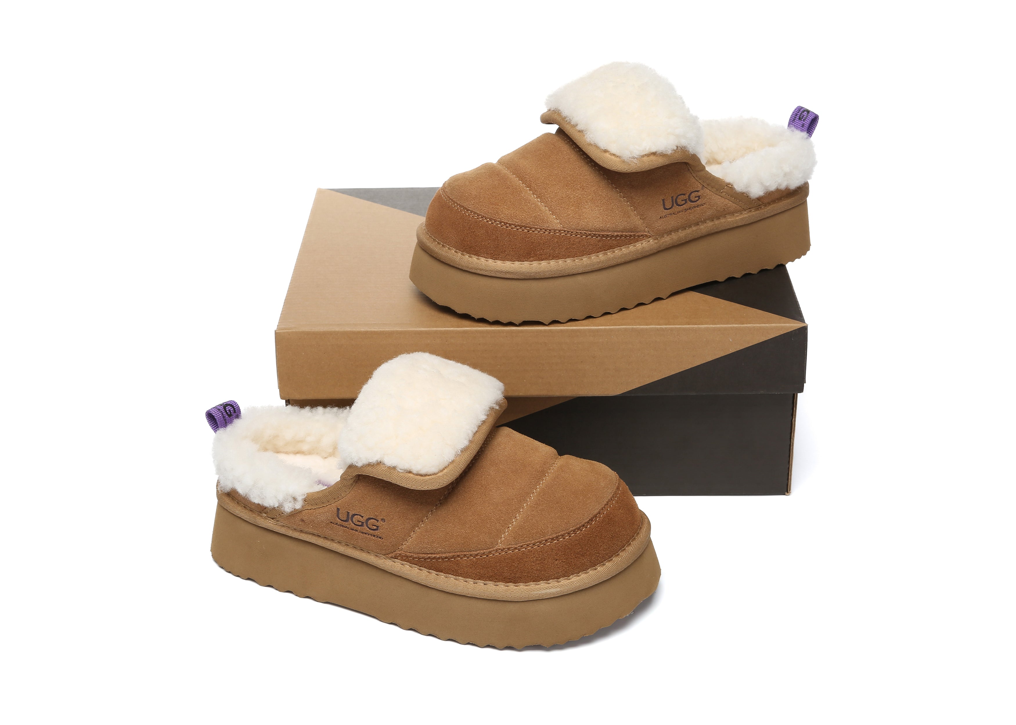 UGG Slippers Sheepskin Wool Platform Theia