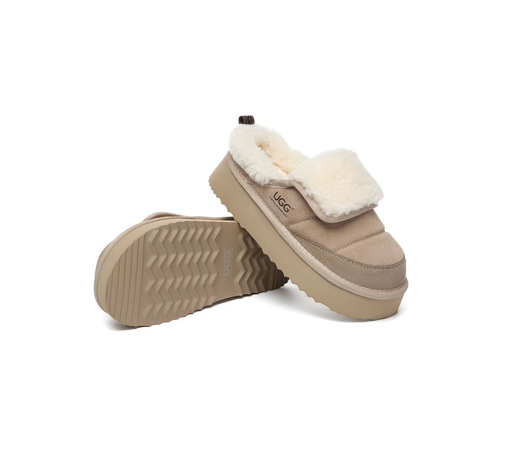 UGG Slippers Sheepskin Wool Platform Theia