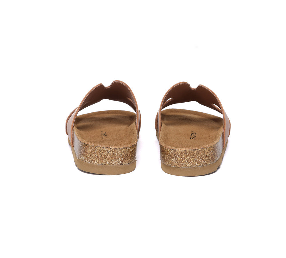 Women Slides Leather Flat Heidy