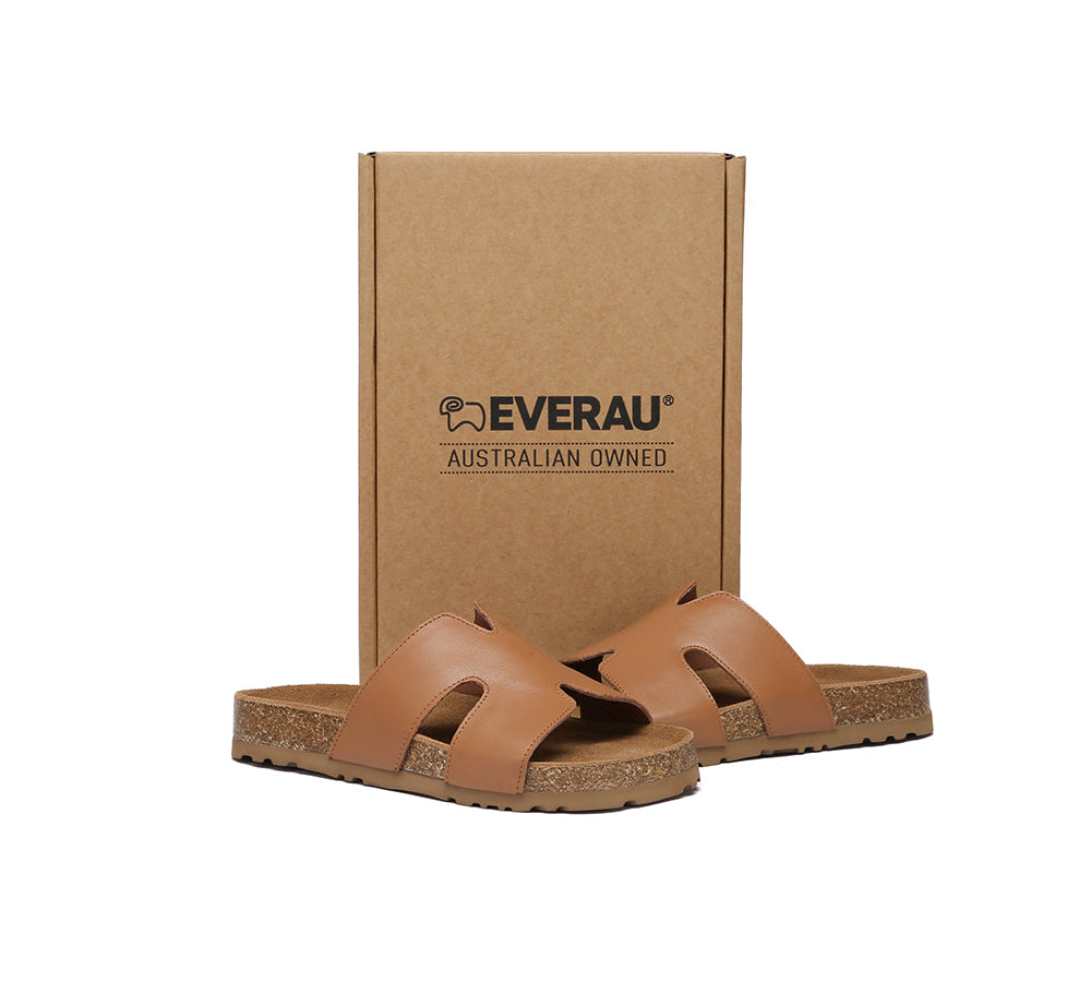 Women Slides Leather Flat Heidy