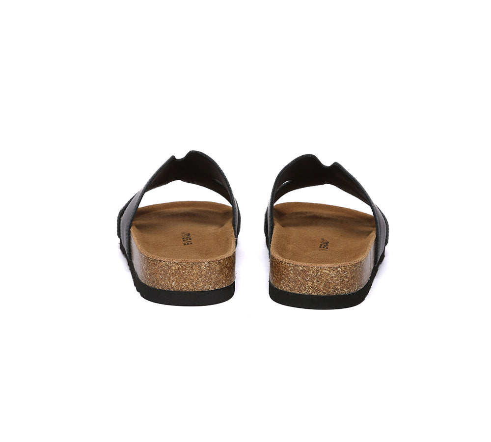 Women Slides Leather Flat Heidy