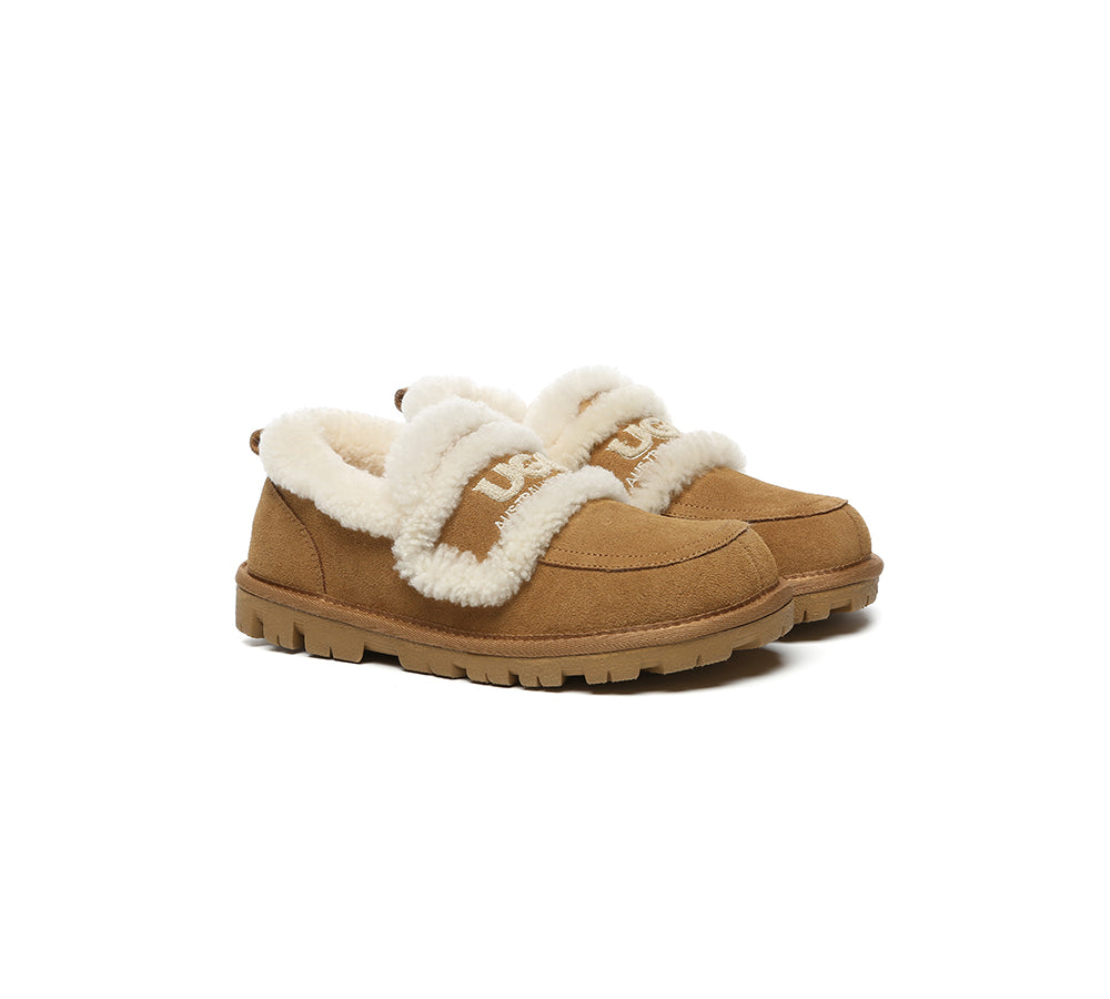 UGG Slippers Women Sheepskin Wool Ankle Rilee Loafers