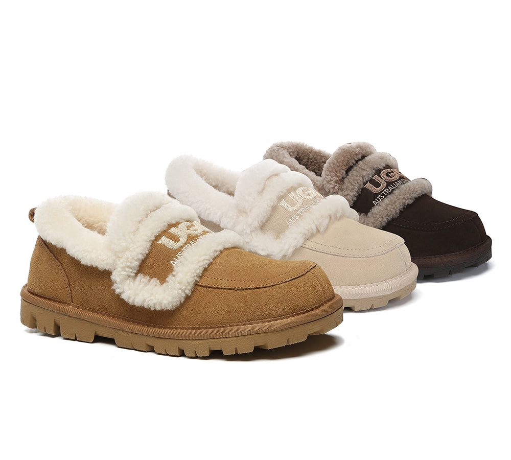 AUSTRALIAN SHEPHERDยฎ UGG Slippers Women Sheepskin Wool Ankle Rilee Loafers UGG AUSTRALIAN SHEPHERD