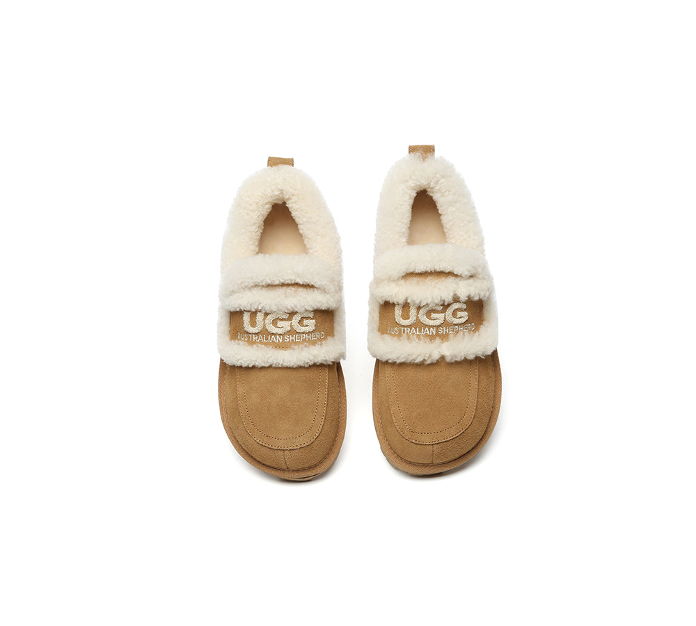 UGG Slippers Women Sheepskin Wool Ankle Rilee Loafers