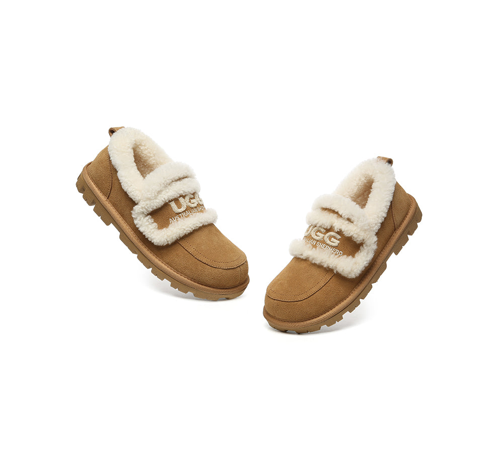 UGG Slippers Women Sheepskin Wool Ankle Rilee Loafers