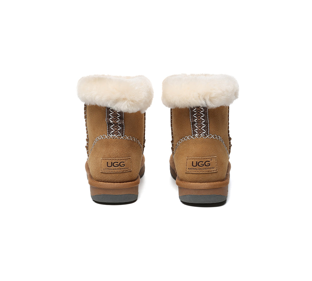 UGG Boots Women Sheepskin Wool Ankle Woven Mini Stormy