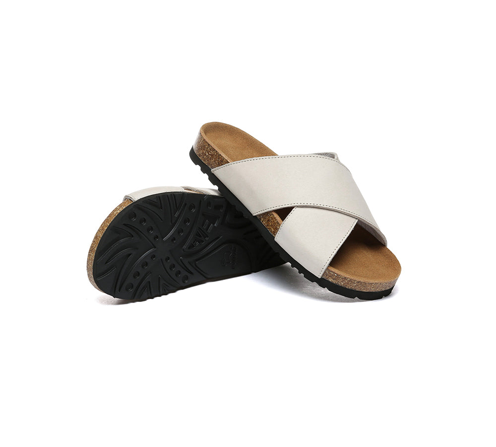 EVERAUĀ® Women Slides Leather Crossover Croia