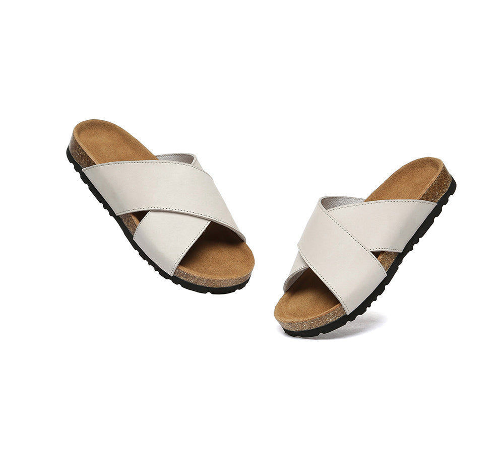 EVERAUĀ® Women Slides Leather Crossover Croia
