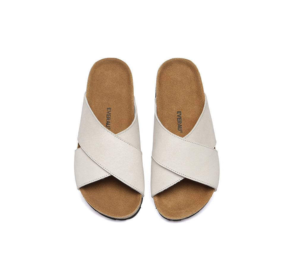 EVERAUĀ® Women Slides Leather Crossover Croia