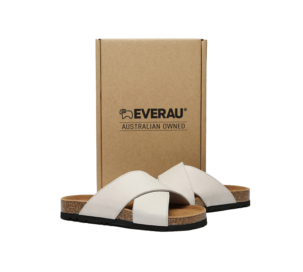 EVERAUĀ® Women Slides Leather Crossover Croia