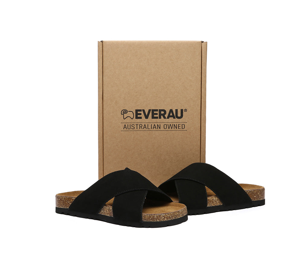 EVERAUĀ® Women Slides Leather Crossover Croia