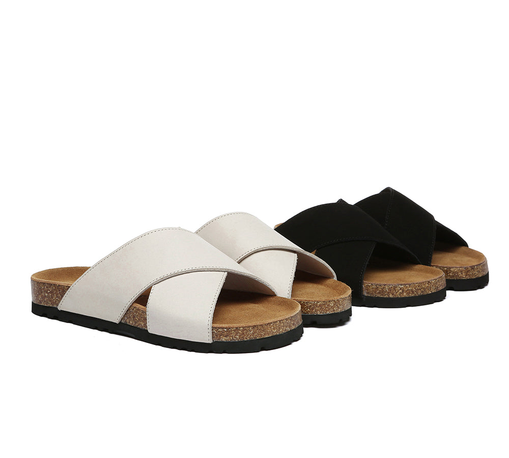EVERAUĀ® Women Slides Leather Crossover Croia