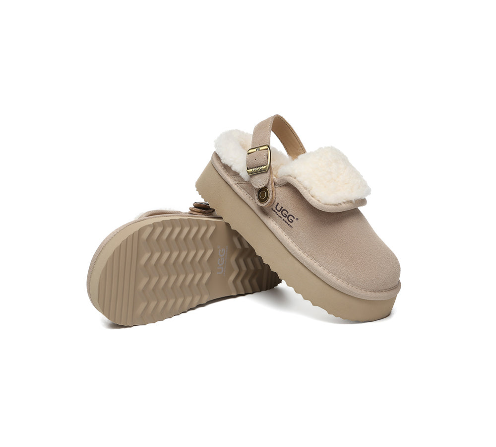 3-Way Style UGG Slippers Sheepskin Wool Slingback Platform Tenley
