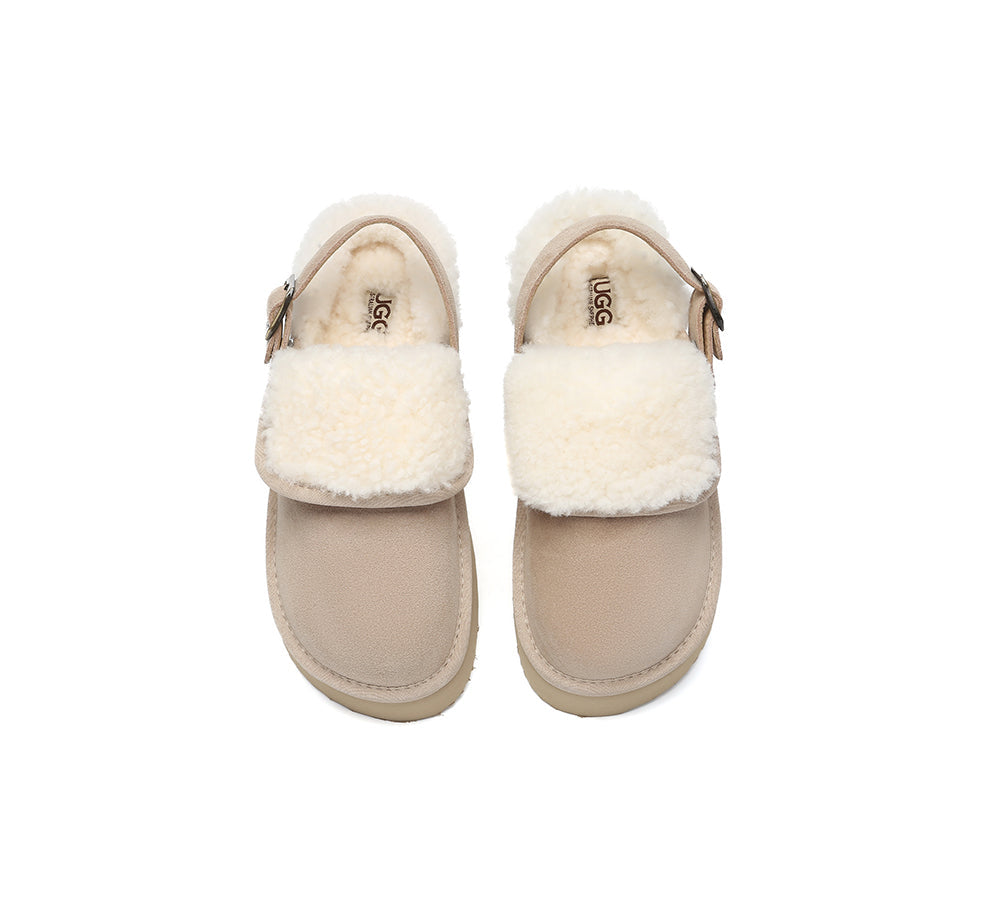 3-Way Style UGG Slippers Sheepskin Wool Slingback Platform Tenley