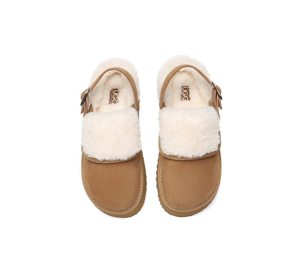 3-Way Style UGG Slippers Sheepskin Wool Slingback Platform Tenley