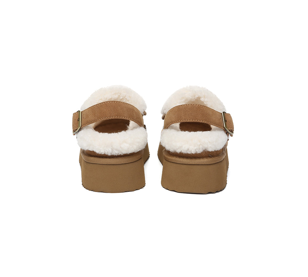 3-Way Style UGG Slippers Sheepskin Wool Slingback Platform Tenley