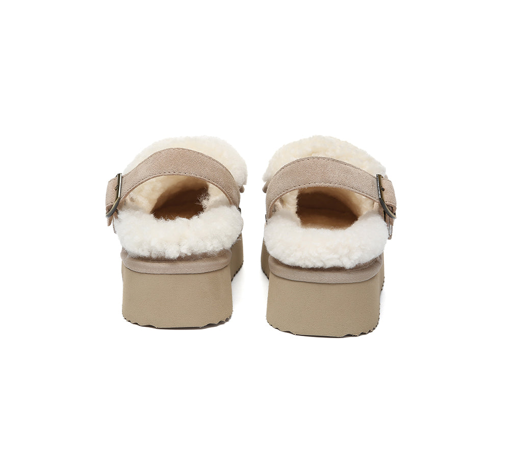 3-Way Style UGG Slippers Sheepskin Wool Slingback Platform Tenley