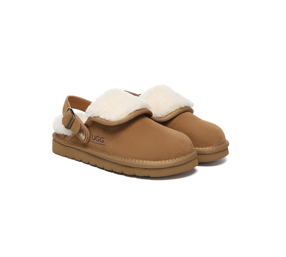 3-Way Style UGG Slippers Sheepskin Wool Adjustable Strap Slingback Tenley