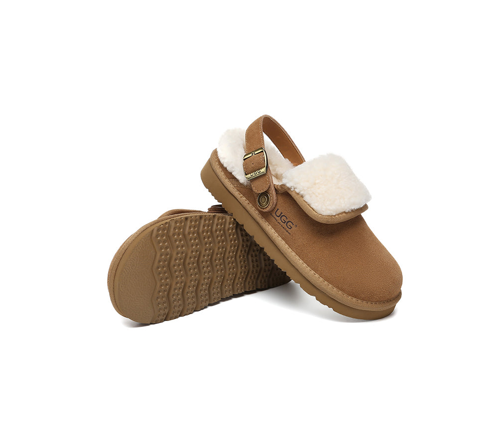 3-Way Style UGG Slippers Sheepskin Wool Adjustable Strap Slingback Tenley