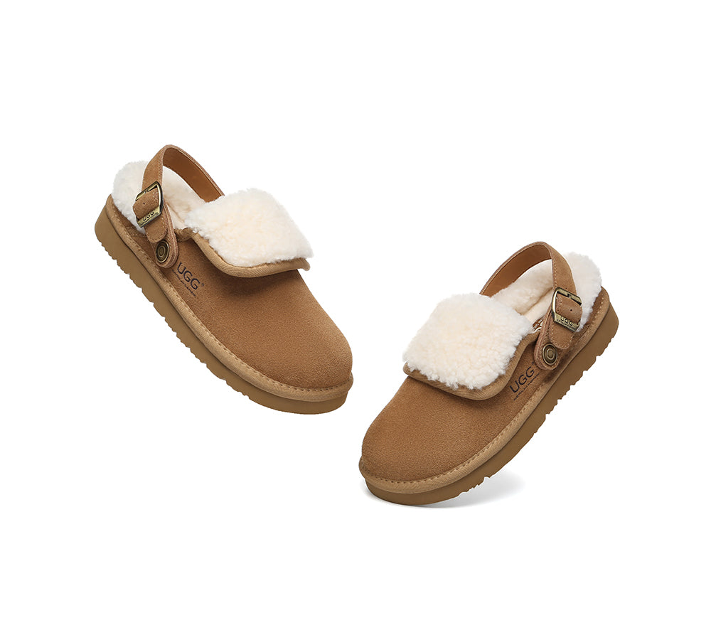 3-Way Style UGG Slippers Sheepskin Wool Adjustable Strap Slingback Tenley