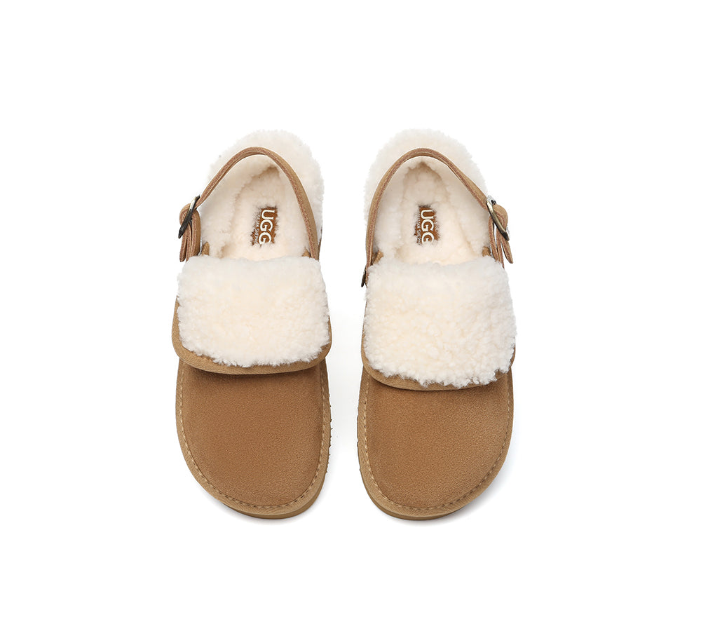 3-Way Style UGG Slippers Sheepskin Wool Adjustable Strap Slingback Tenley