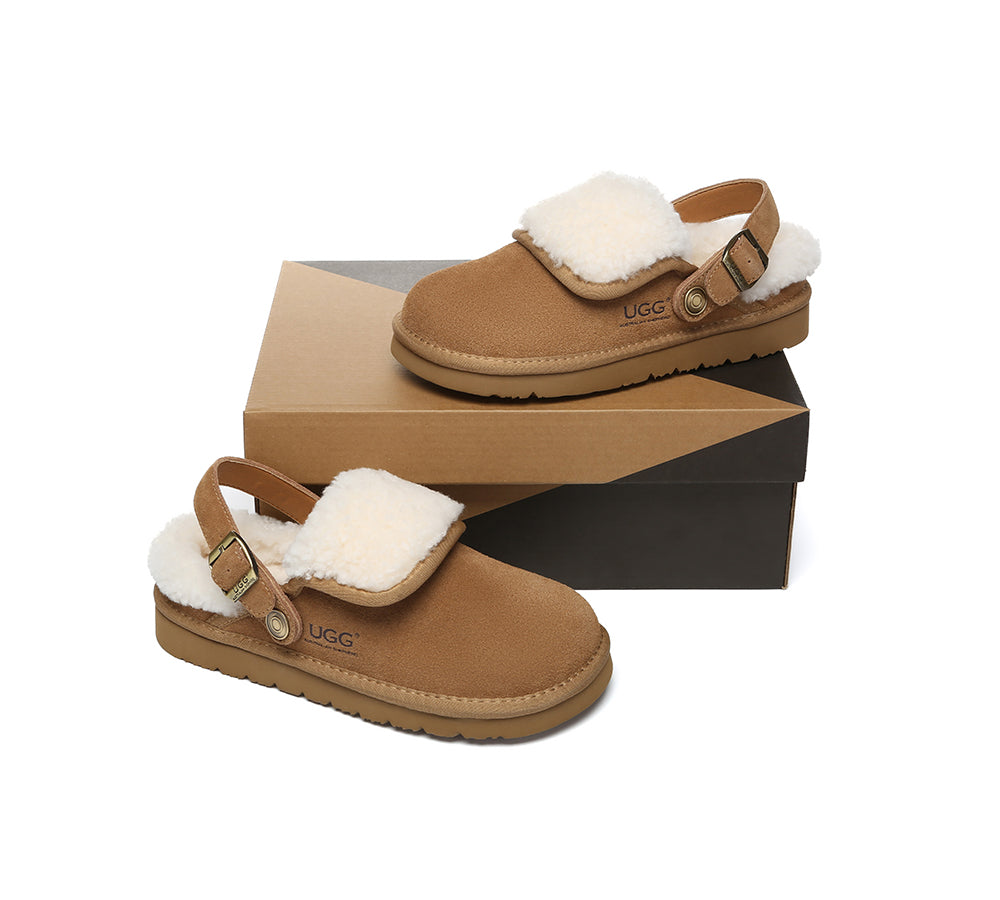 3-Way Style UGG Slippers Sheepskin Wool Adjustable Strap Slingback Tenley