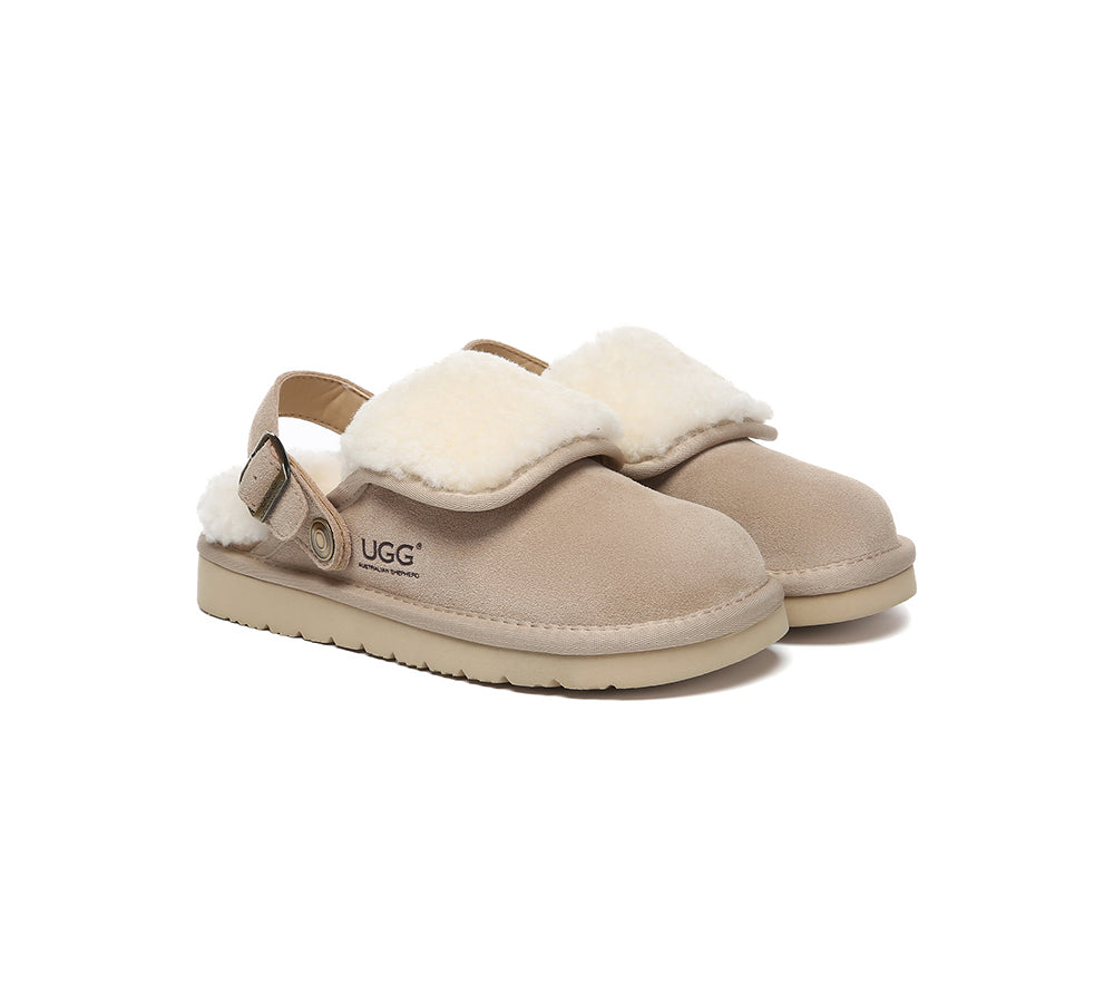 3-Way Style UGG Slippers Sheepskin Wool Adjustable Strap Slingback Tenley
