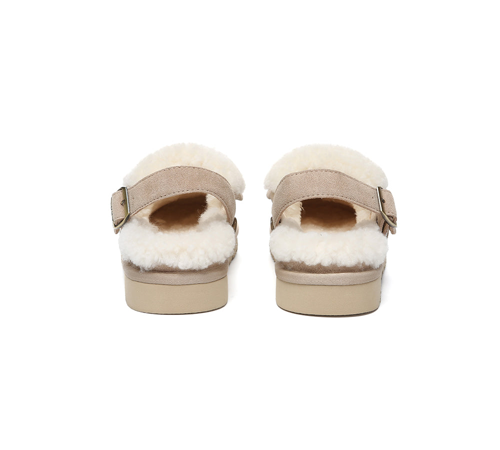 3-Way Style UGG Slippers Sheepskin Wool Adjustable Strap Slingback Tenley