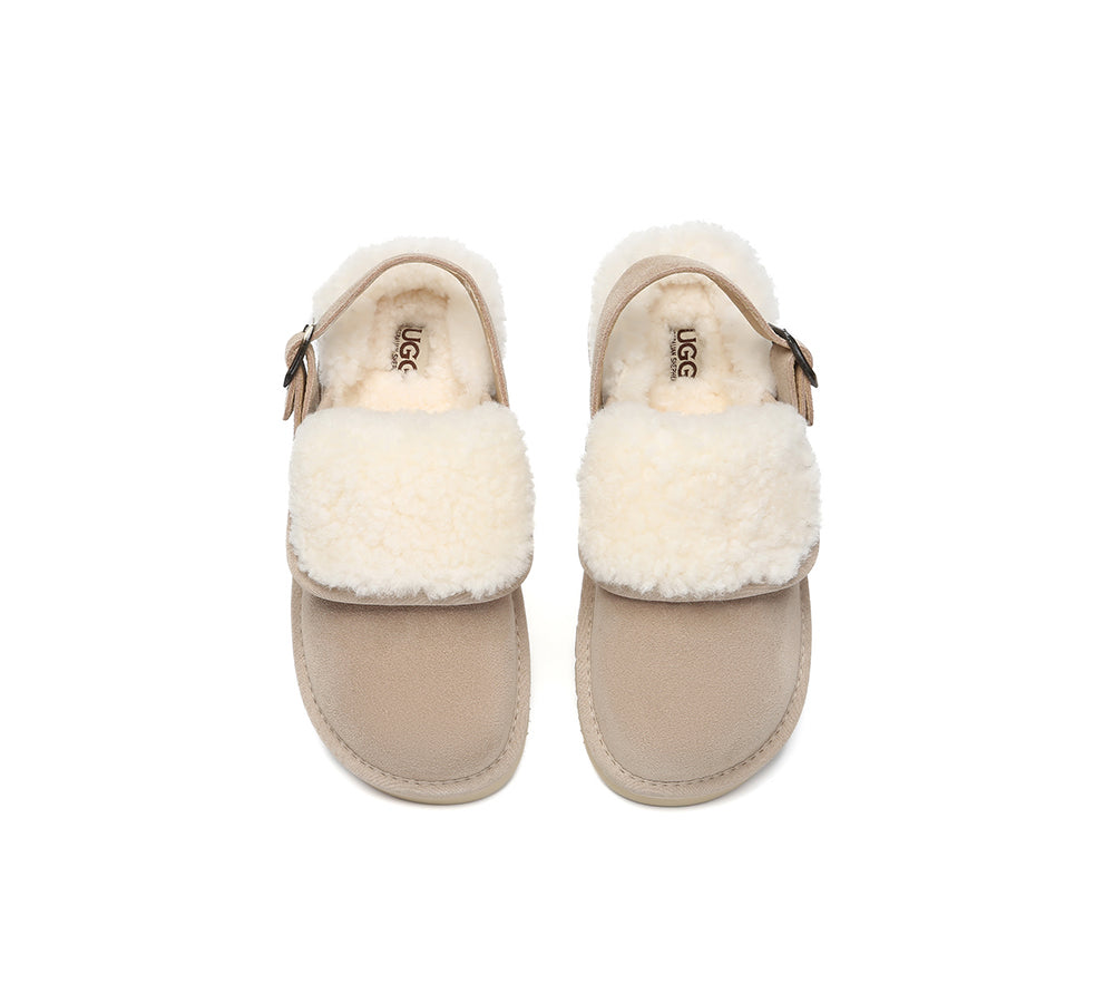 3-Way Style UGG Slippers Sheepskin Wool Adjustable Strap Slingback Tenley