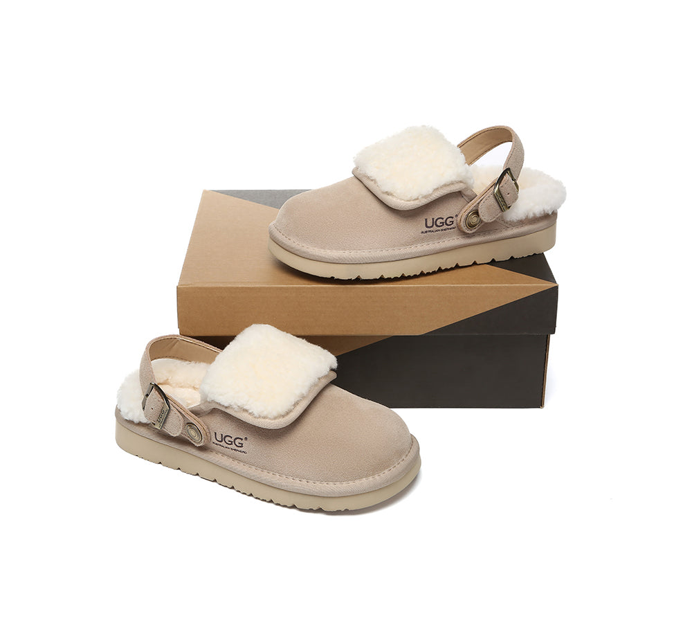 3-Way Style UGG Slippers Sheepskin Wool Adjustable Strap Slingback Tenley