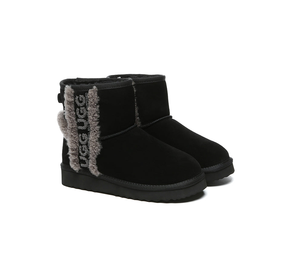 UGG Boots Sheepskin Wool Shearling Lined Ankle Mini Darby