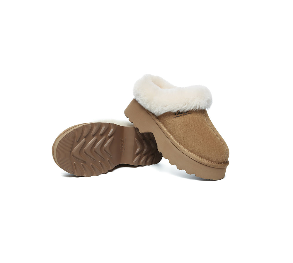 UGG Slippers Sheepskin Wool Ankle Chunky Platform Murray