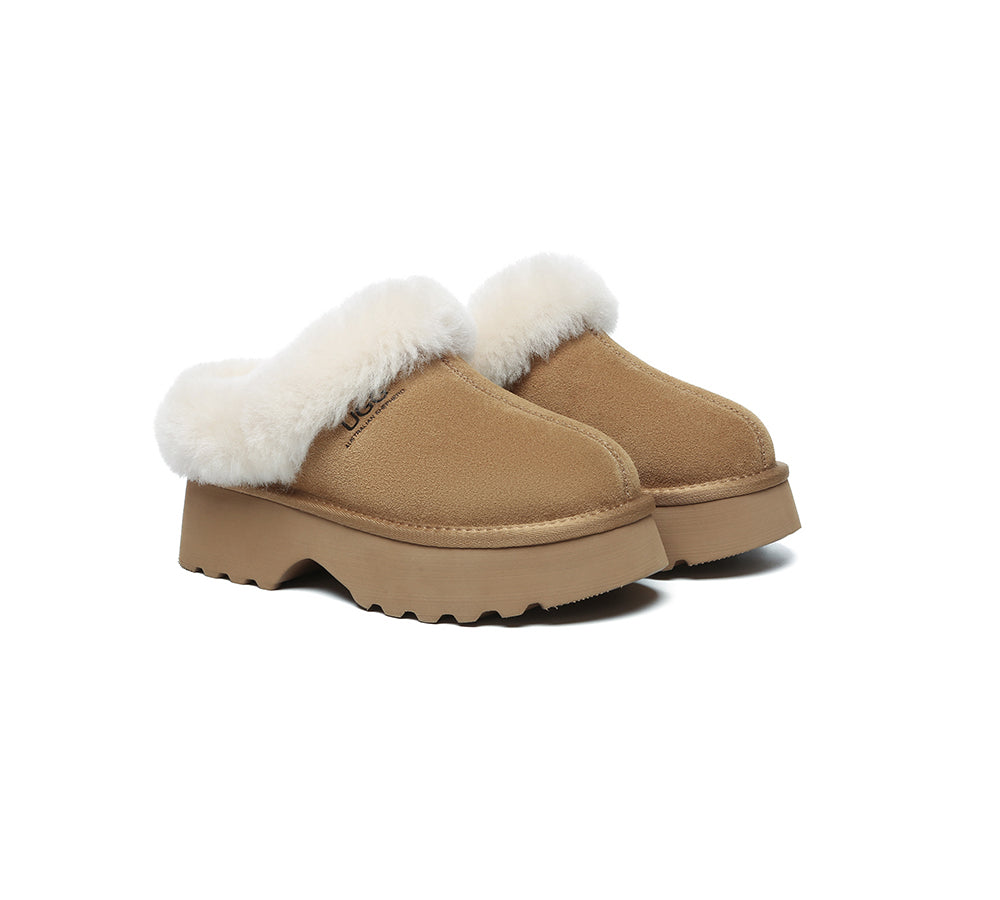UGG Slippers Sheepskin Wool Ankle Chunky Platform Murray