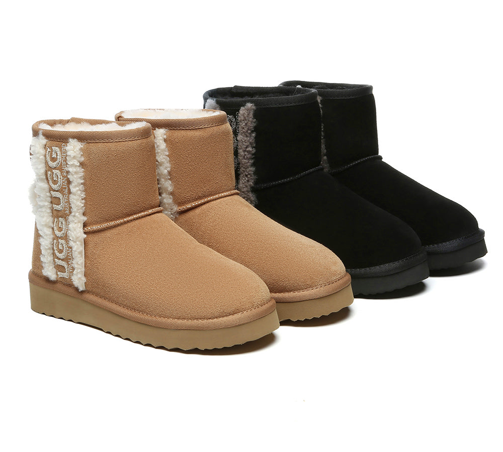 UGG Boots Sheepskin Wool Shearling Lined Ankle Mini Darby