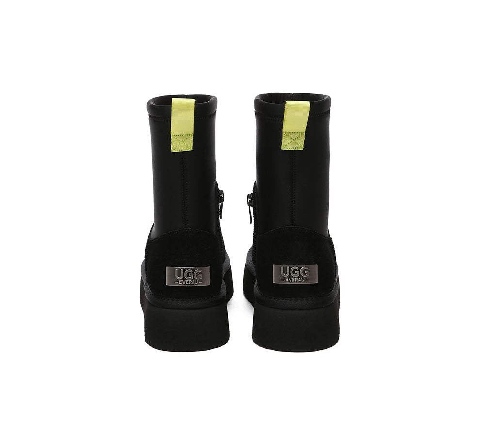 UGG EVERAU® UGG Boots Women Sheepskin Wool Zipper Decor Stretchy Mid Calf Platform Ethel - UGG EXPRESS