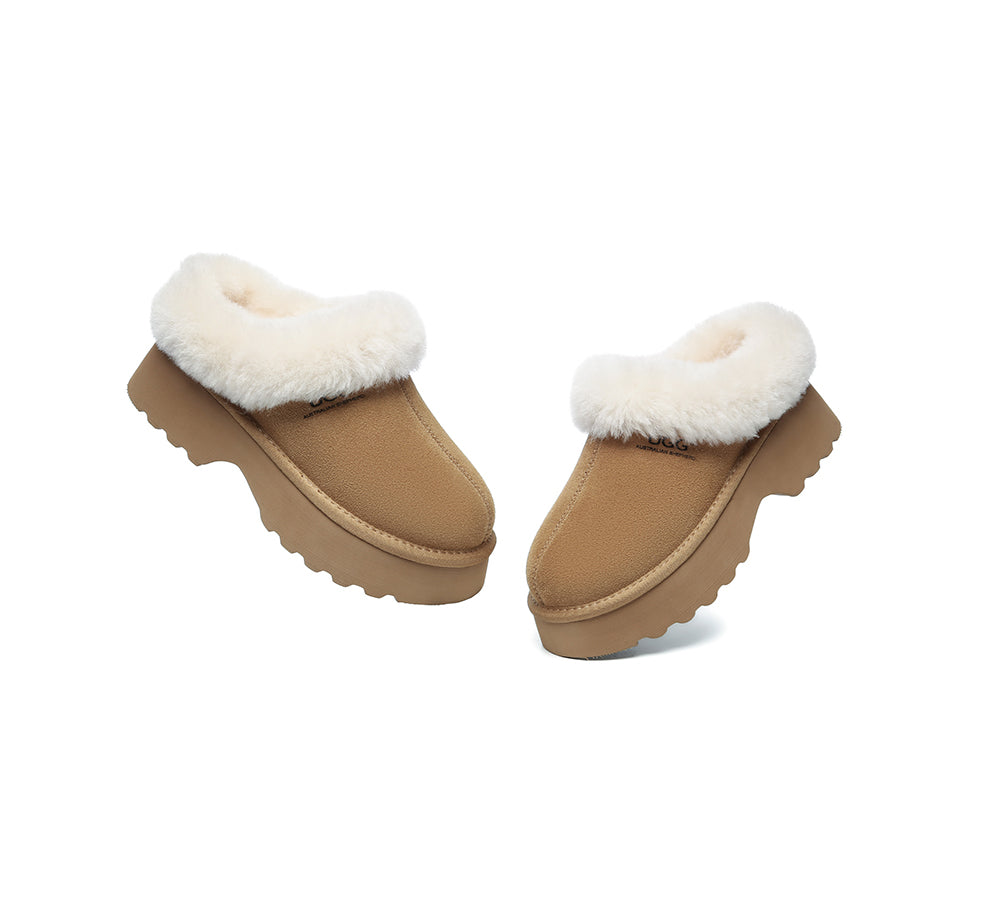 UGG Slippers Sheepskin Wool Ankle Chunky Platform Murray
