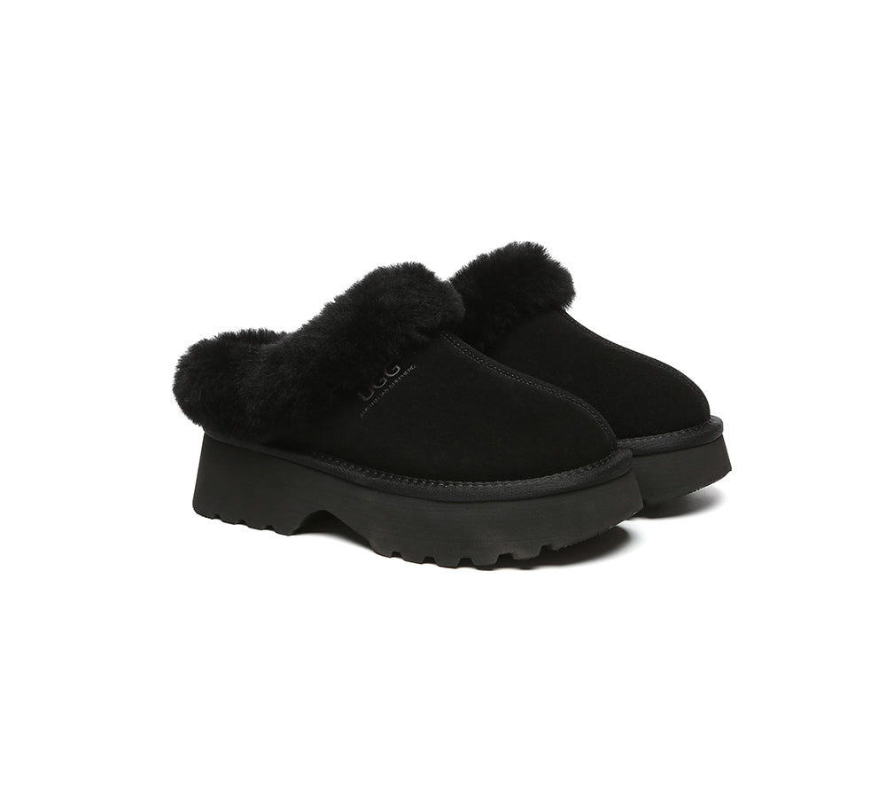 UGG Slippers Sheepskin Wool Ankle Chunky Platform Murray