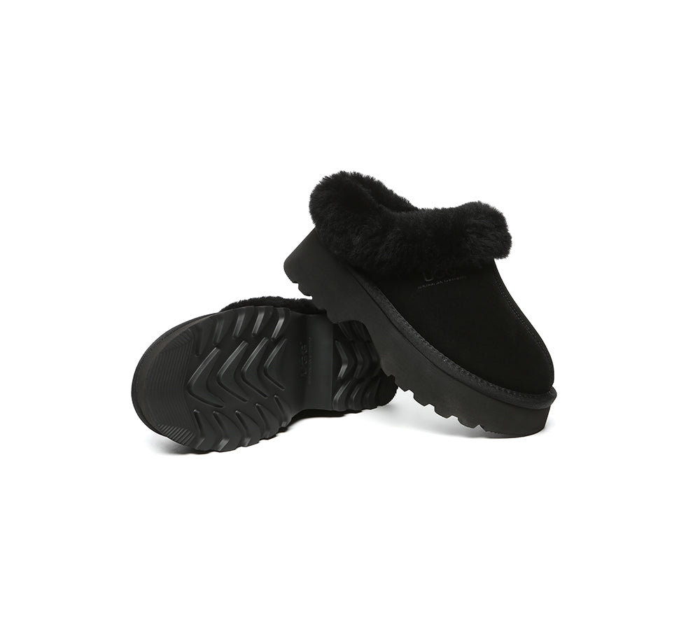 UGG Slippers Sheepskin Wool Ankle Chunky Platform Murray